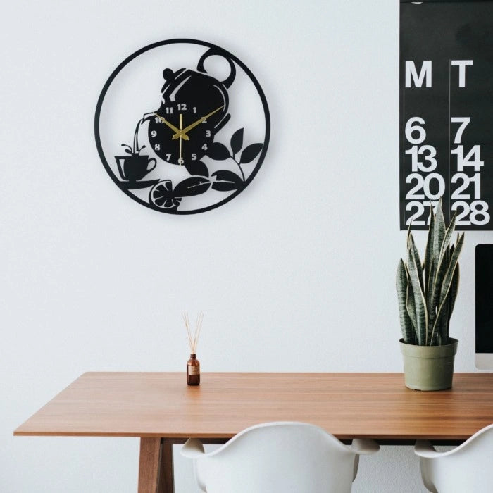 Pouring Tea Metal Wall Clock