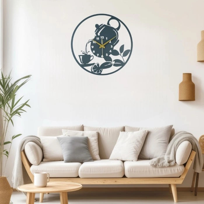Pouring Tea Metal Wall Clock