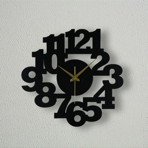 Bold Intersecting Numbers Metal Wall Clock